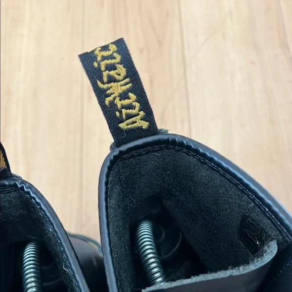 Dr. Martens Black and Yellow Combat Boots with Chunky Sole - Picture 16 of 16